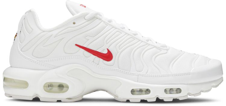 Nike Air Max Plus x Supreme White (2020) — White / Speed Red / White · Supreme White (2020)